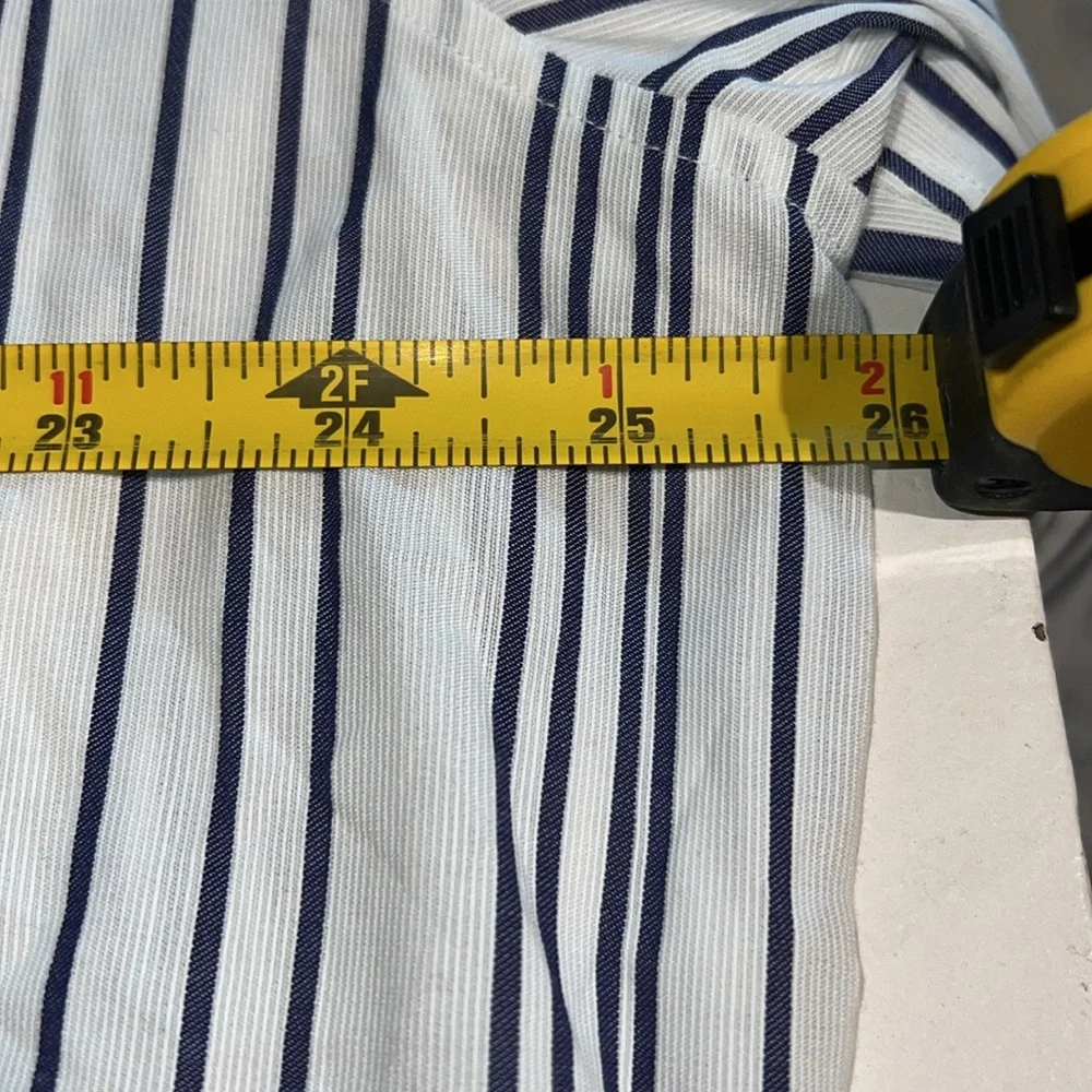 Hermés made in France men’s 43/17 button long sleeve shirt blue and white stripe - Picture 8 of 13